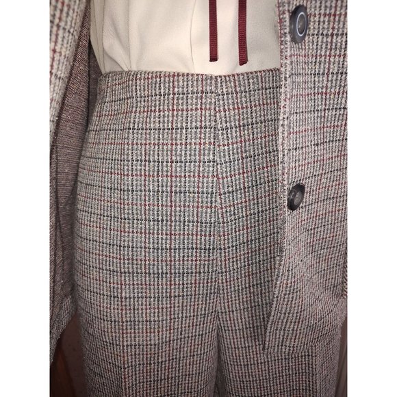 70's Vintage 3PC Red, Black, White & Grey Plaid Polyester Suit  Montgomery Ward - Picture 4 of 13